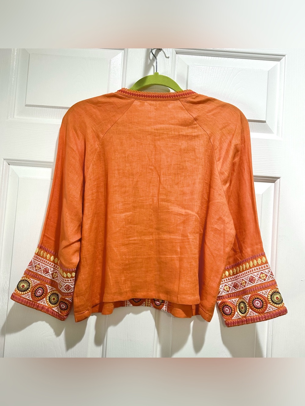 Boden Orange Embroidered V-Neck Tunic - Picture 2 of 4
